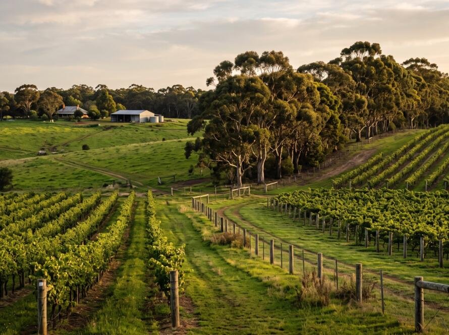 Vineyards and farmland in the South West of Western Australia near Margaret River